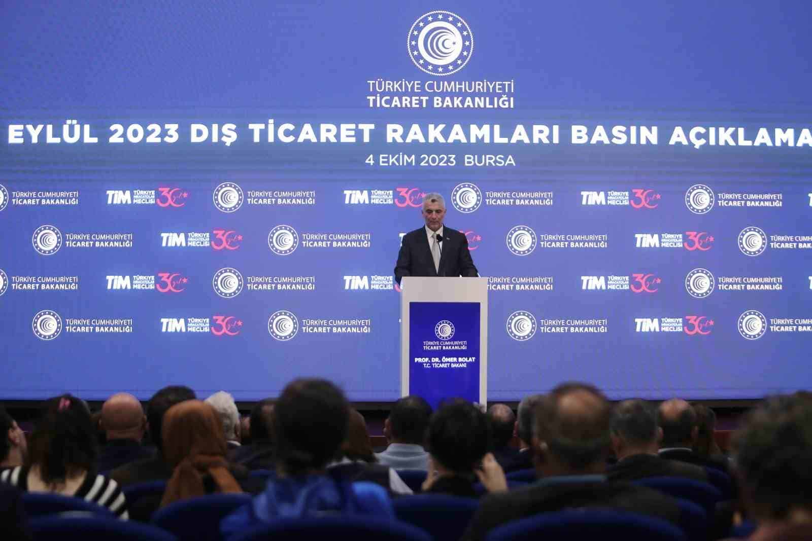 Bakan Bolat: "Cumhuriyet tarihinin en yüksek eylül ayı ihracat rakamına ulaşıldı"