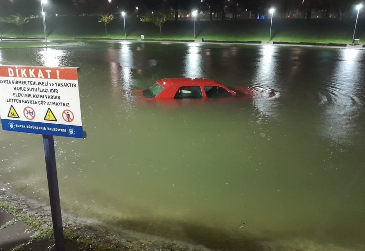 Park halindeki aracını çıkarmak isterken gölete düştü