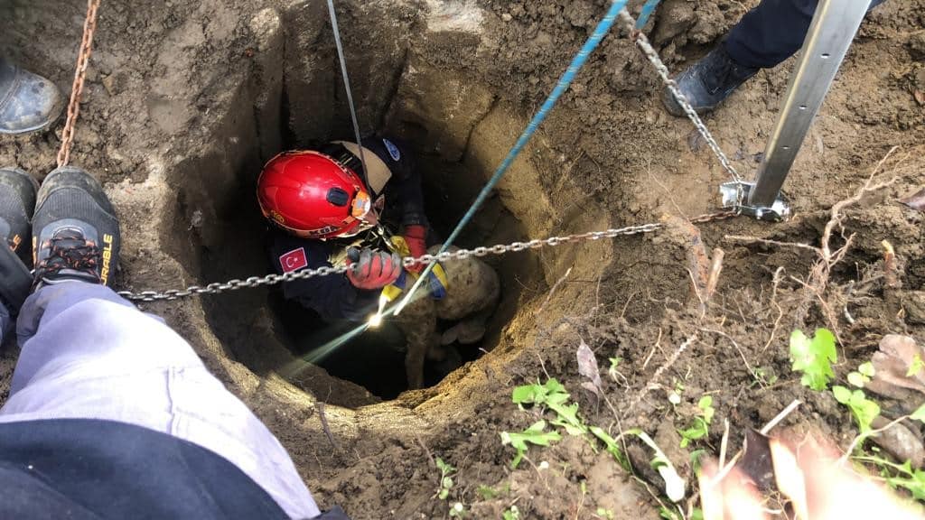 Su kuyusunda 4 gün mahsur kalan kuzuyu itfaiye ekipleri kurtardı