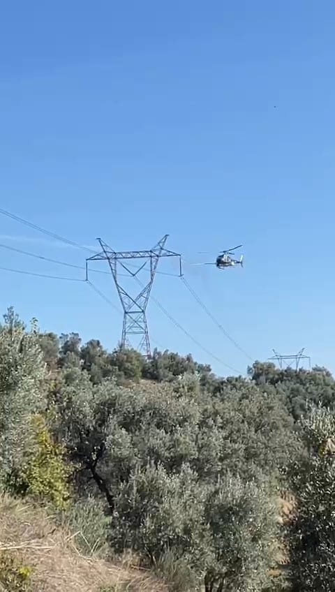 Yüksek gerilim hatları helikopterle temizlendi
