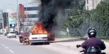 Bursa’da otomobil alevlere teslim oldu