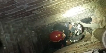 Apartman boşluğunda mahsur kalan yavru kediyi itfaiye kurtardı