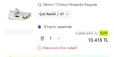 Ayakkabının fiyatını 1 milyon 88 bin lira gösterip 13 bin liraya düşürdüler