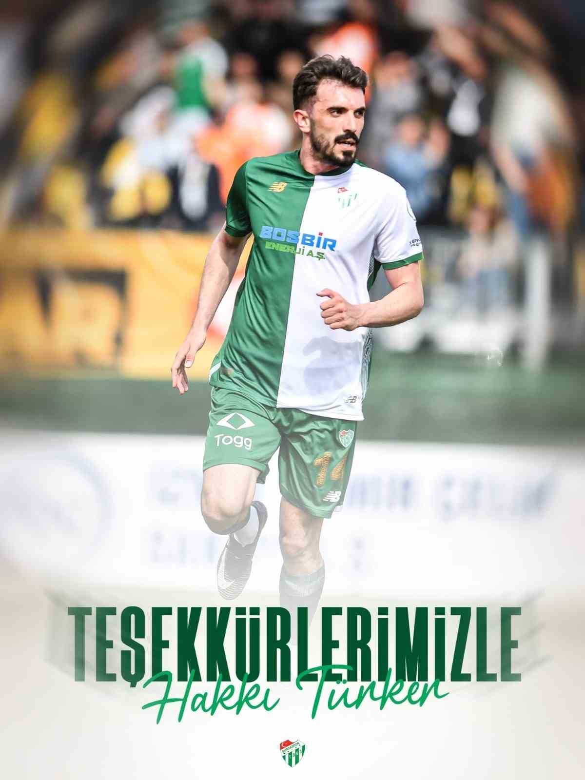 TRENDYOL 1. LİG EKİPLERİNDEN BURSASPOR, ORTA SAHA OYUNCUSU HAKKI TÜRKER İLE YOLLARINI AYIRDIĞINI AÇIKLADI.