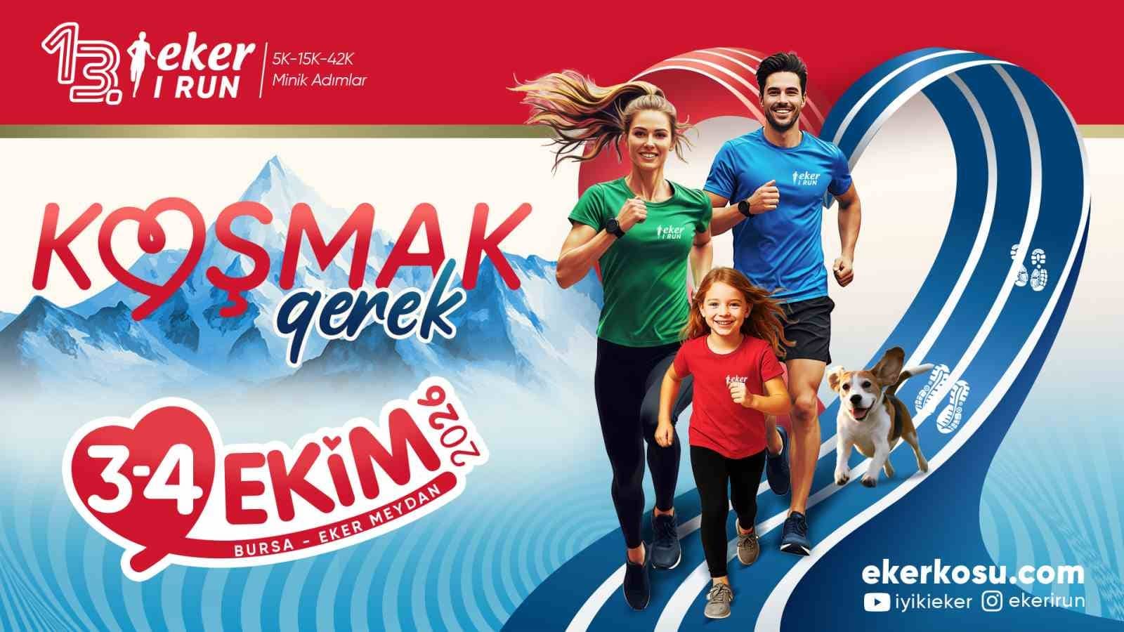 BURSA’NIN GELENEKSEL KOŞU ORGANİZASYONLARINDAN EKER I RUN, 13’ÜNCÜ YILINDA PROGRAMINI GENİŞLETEREK İKİ GÜNLÜK BİR SPOR DENEYİMİ SUNUYOR.