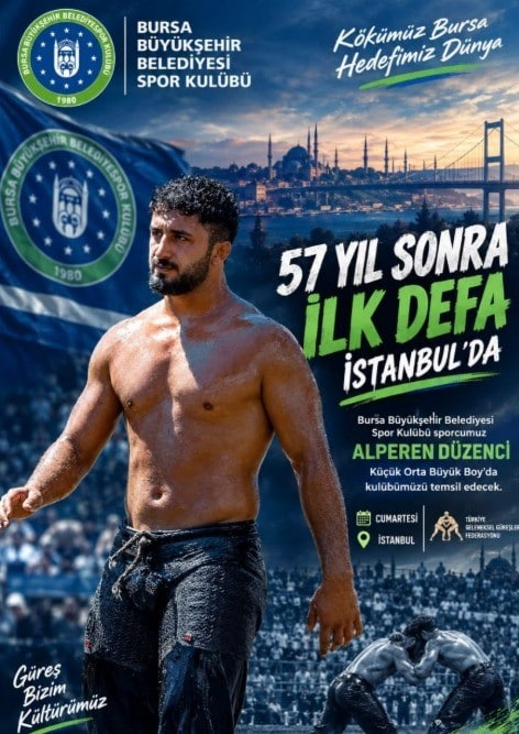 BURSA BÜYÜKŞEHİR BELEDİYESPOR GÜREŞÇİSİ ALPEREN DÜZENCİ, YAĞLI GÜREŞTE 57 YIL SONRA İLK KEZ DÜZENLENECEK OLAN CUMHURBAŞKANLIĞI KUPASI’NDA BURSA’YI TEMSİL EDECEK.