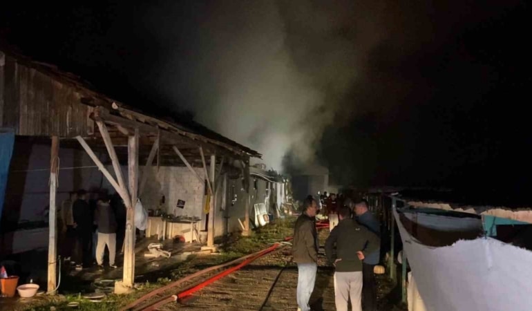 BURSA’DA KORKUTAN ÇİFTLİK YANGINI… ALEV ALEV YANDI